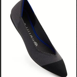 Rothy's Black and Grey Smoke Captoe Points Flats 8 EUC